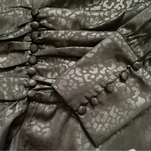 BARDOT Tie Blouse in Satin Black Leopard - Picture 11 of 16